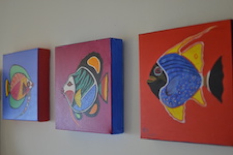Fish artwork inside Tinlough House